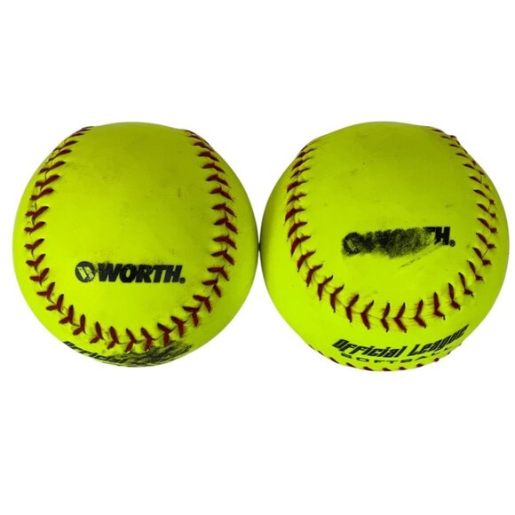 Worth Official League Softballs 12 inch Yellow Set of 2 44 COR 375 Compression - Picture 1 of 4